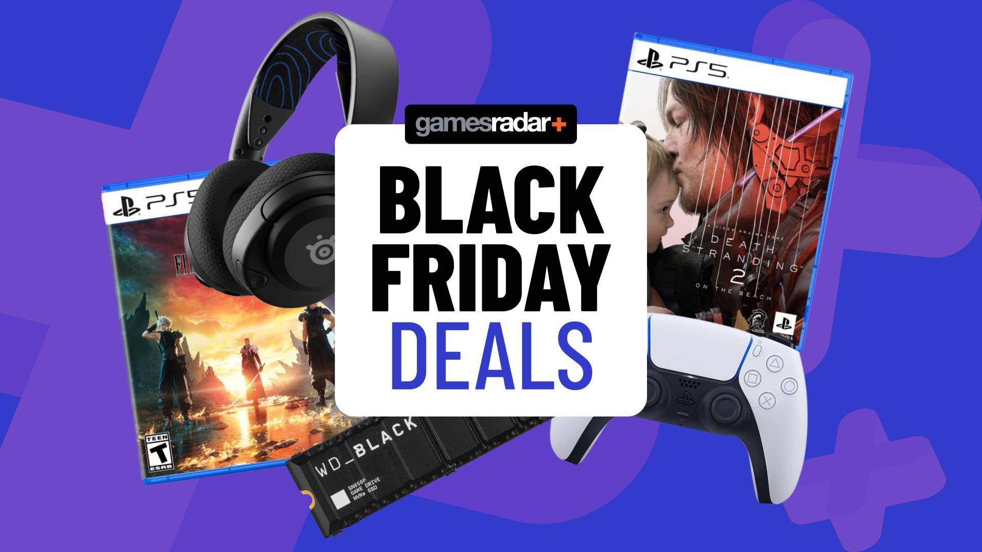 Images of Sony games and accessories on a blue GamesRadar+ background.